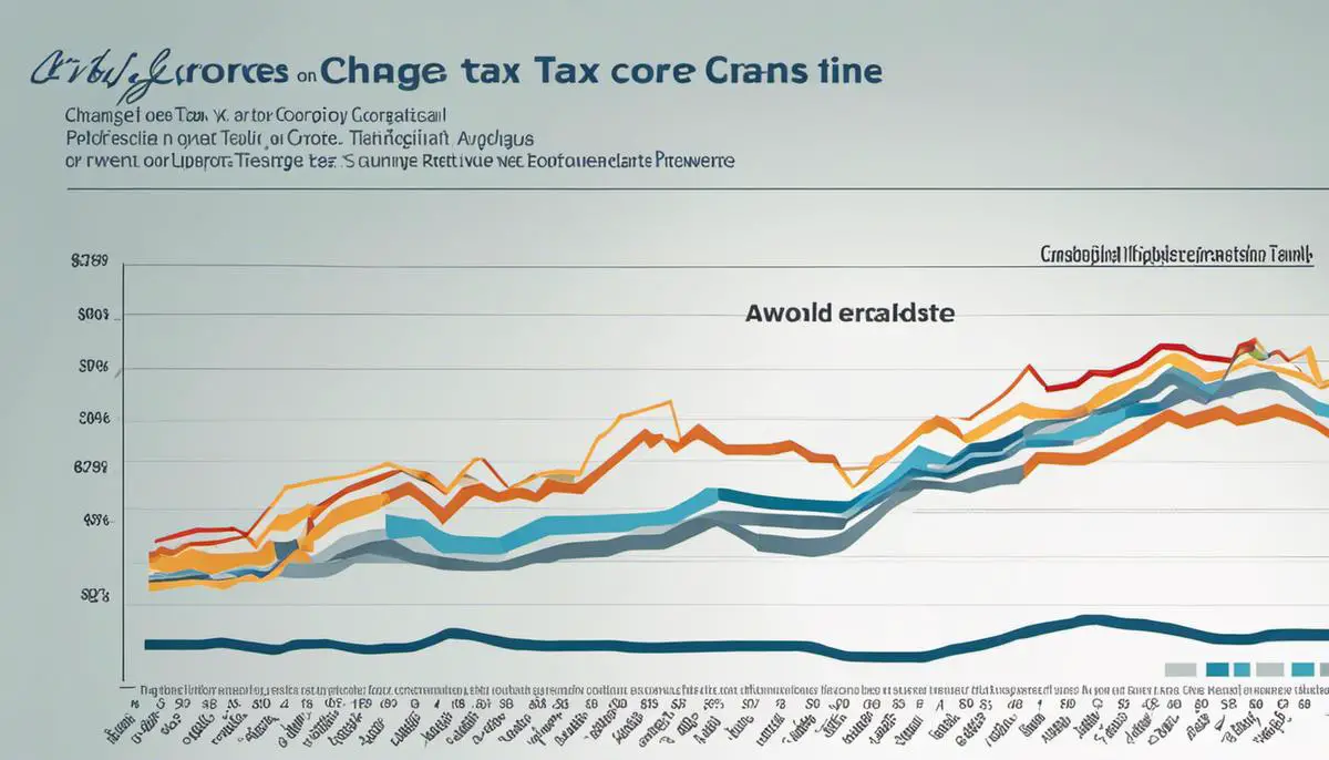 Graphical representation of changes in corporate tax rates over time.