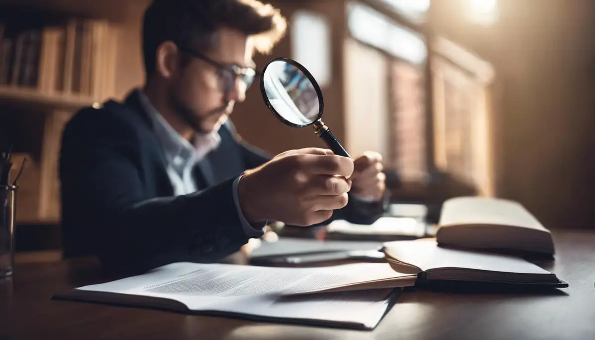 Image of a person holding a magnifying glass, searching for tax deductions