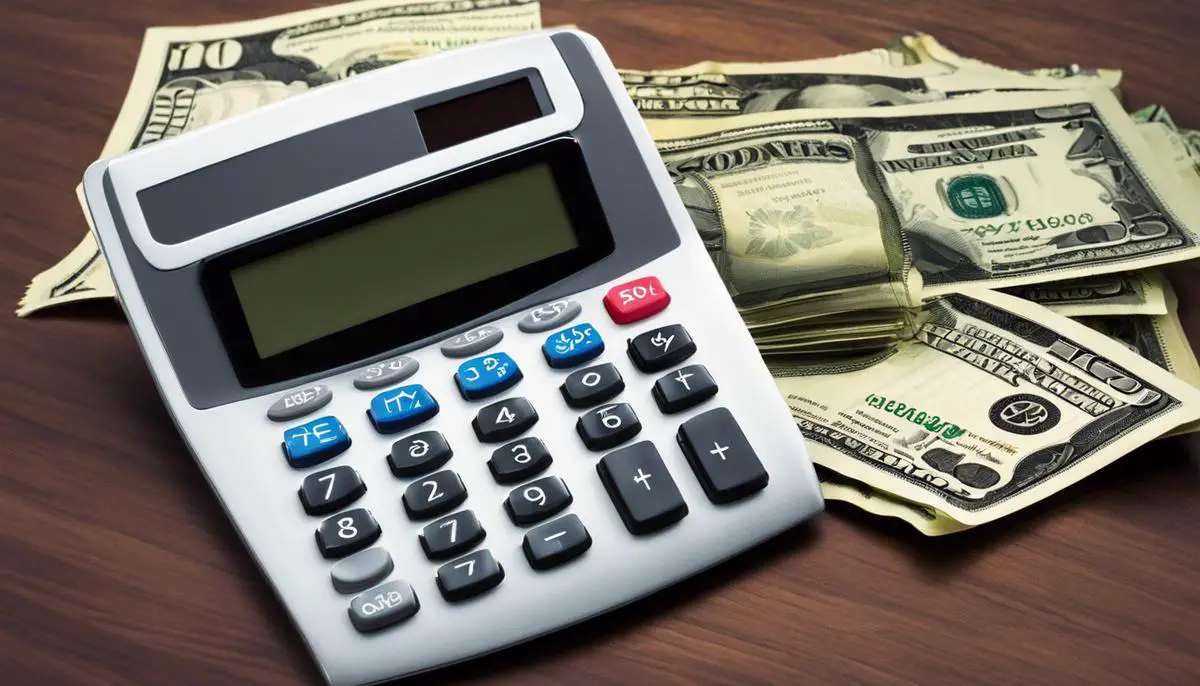 Image of a calculator and money sign symbolizing tax deductions for businesses.